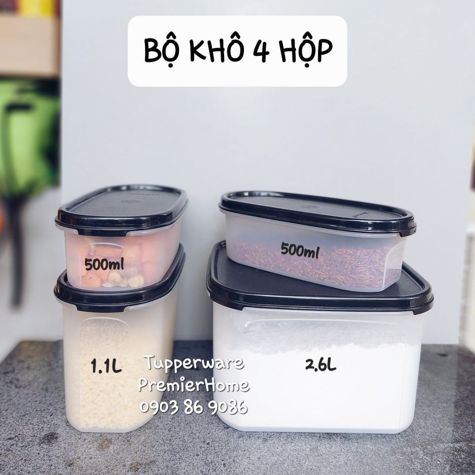  BỘ HỘP KỆ BẾP TUPPERWARE MODULAR MATES STARTER SET (4) 