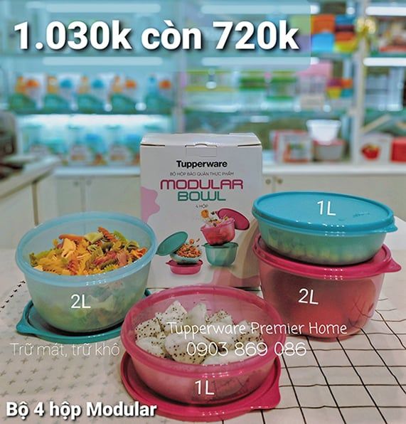 Bộ hộp bảo quản thực phẩm Modular Bowl 4 tháng 7/2021 giảm 30% đến khi hết stock