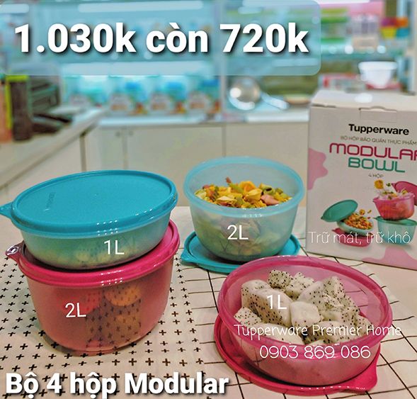 Bộ hộp bảo quản thực phẩm Modular Bowl 4 tháng 7/2021 giảm 30% đến khi hết stock