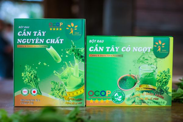 Combo 3 hộp Bột cần tây sấy lạnh nguyên chất và 3 hộp Bột cần tây giảm cân cỏ ngọt Dalat Ichifoods