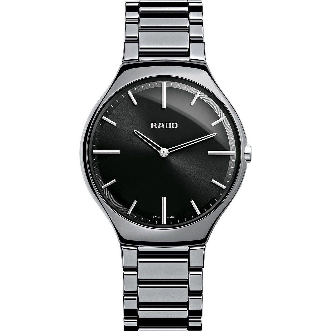 Rado True Black Platinum-tone Ceramic Watch