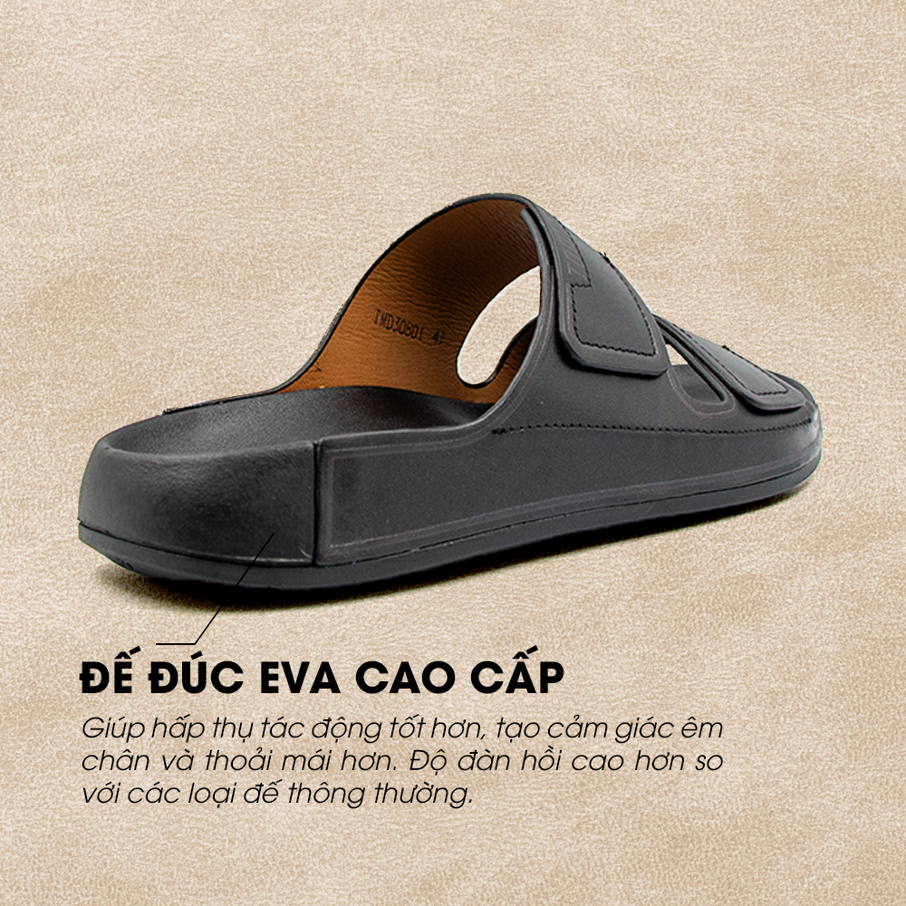 Dép Quai Ngang Nam Da Bò Nappa Cao Cấp Tomoyo TMD30801
