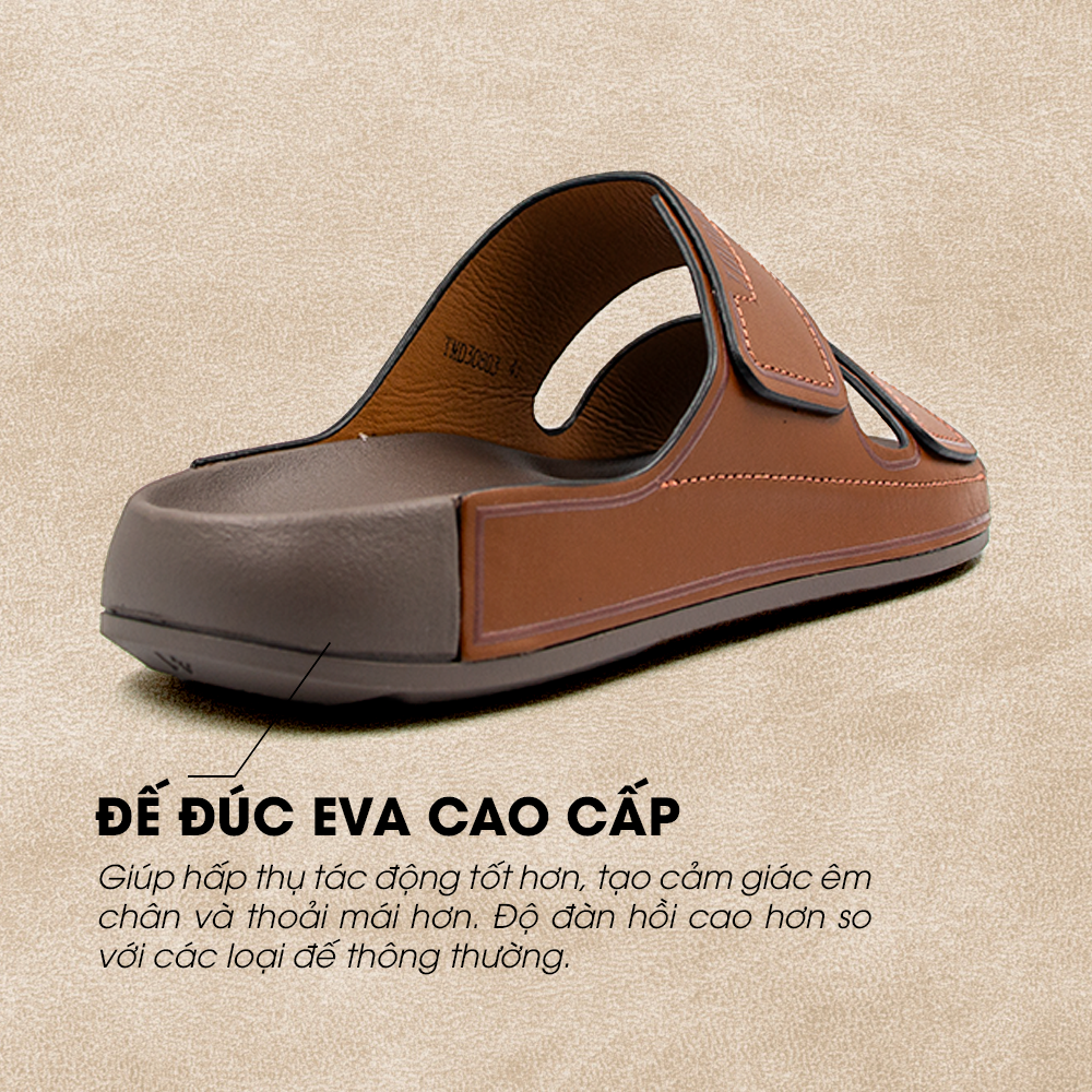 Dép Quai Ngang Nam Da Bò Nappa Cao Cấp Tomoyo TMD30803