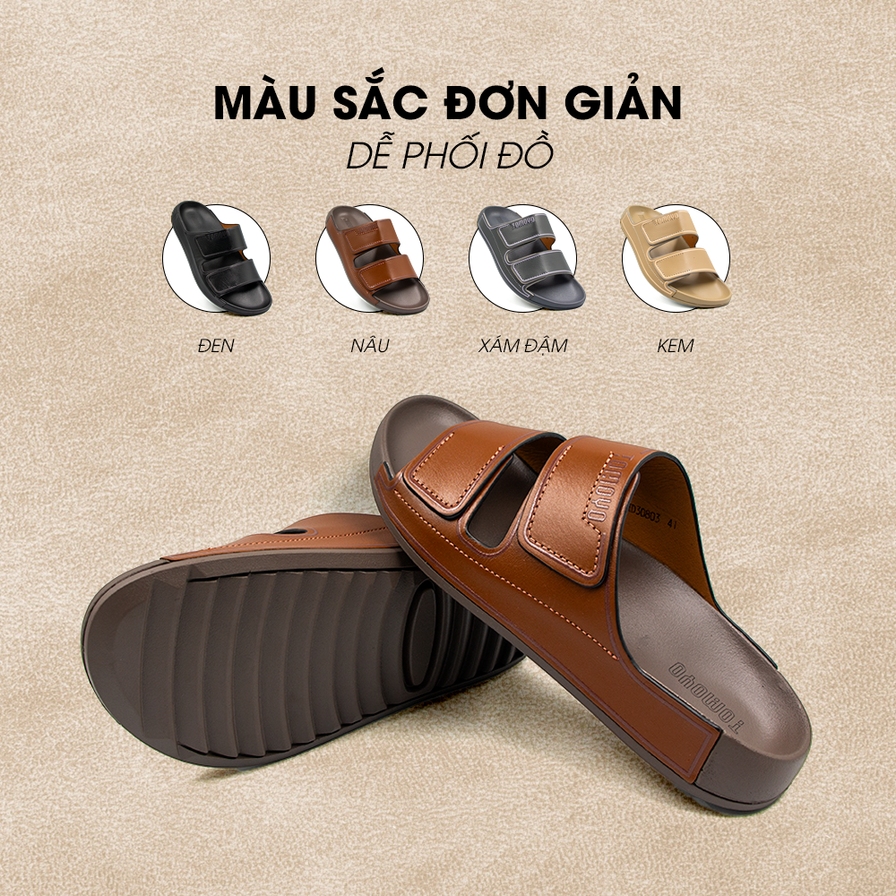 Dép Quai Ngang Nam Da Bò Nappa Cao Cấp Tomoyo TMD30803