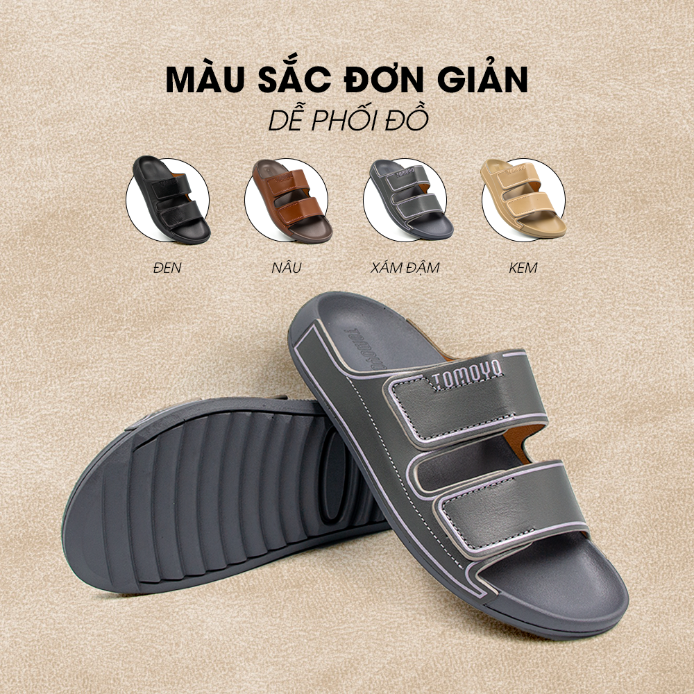 Dép Quai Ngang Nam Da Bò Nappa Cao Cấp Tomoyo TMD30804