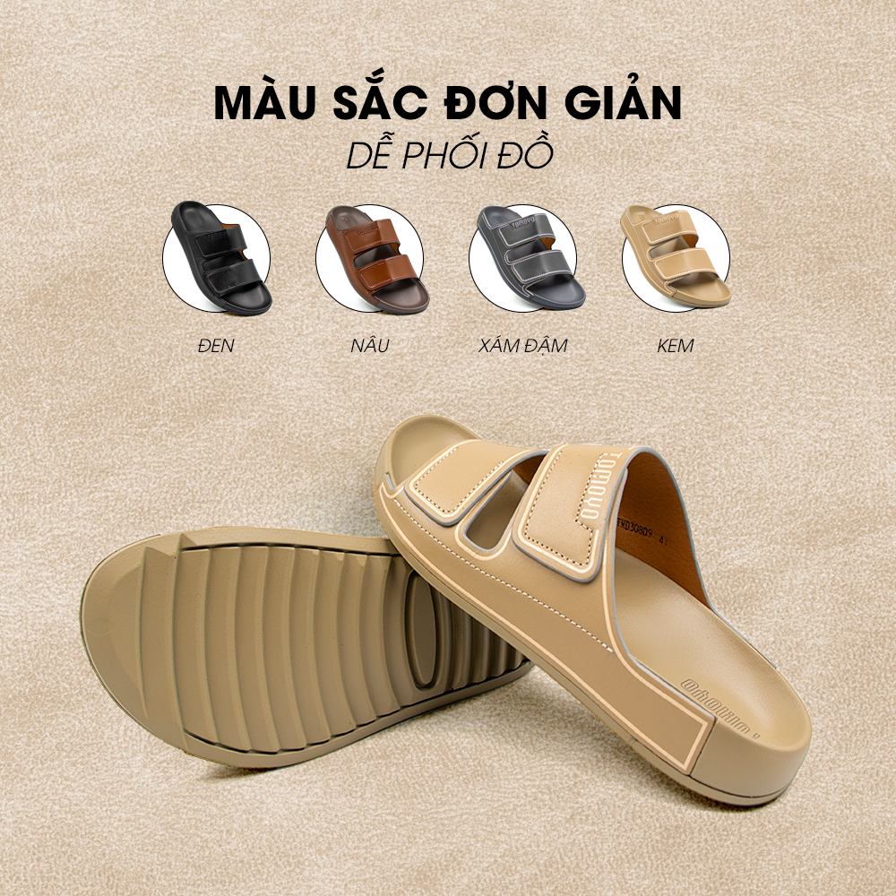 Dép Quai Ngang Nam Da Bò Nappa Cao Cấp Tomoyo TMD30809