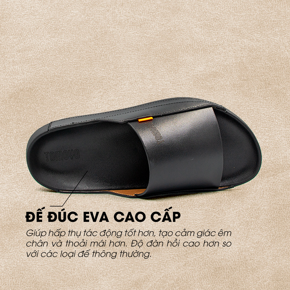 Dép Quai Ngang Nam Da Bò Nappa Cao Cấp Tomoyo TMD30901