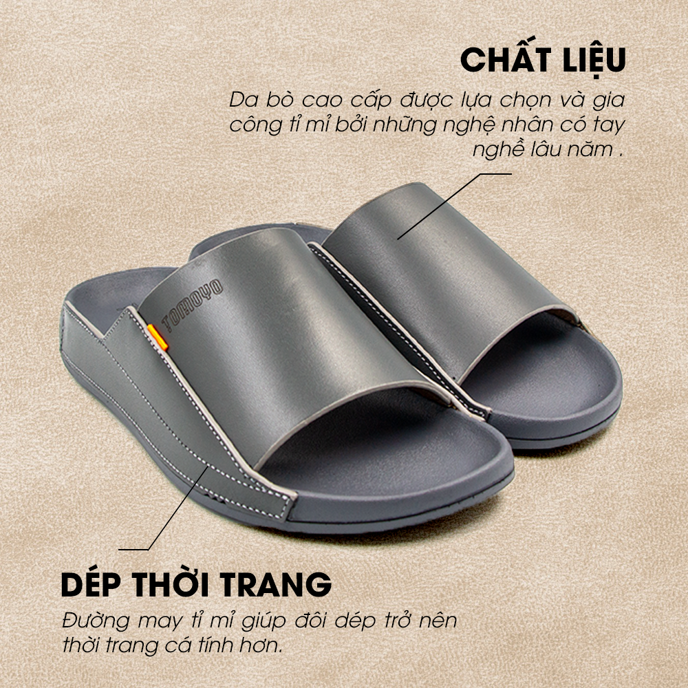 Dép Quai Ngang Nam Da Bò Nappa Cao Cấp Tomoyo TMD30904