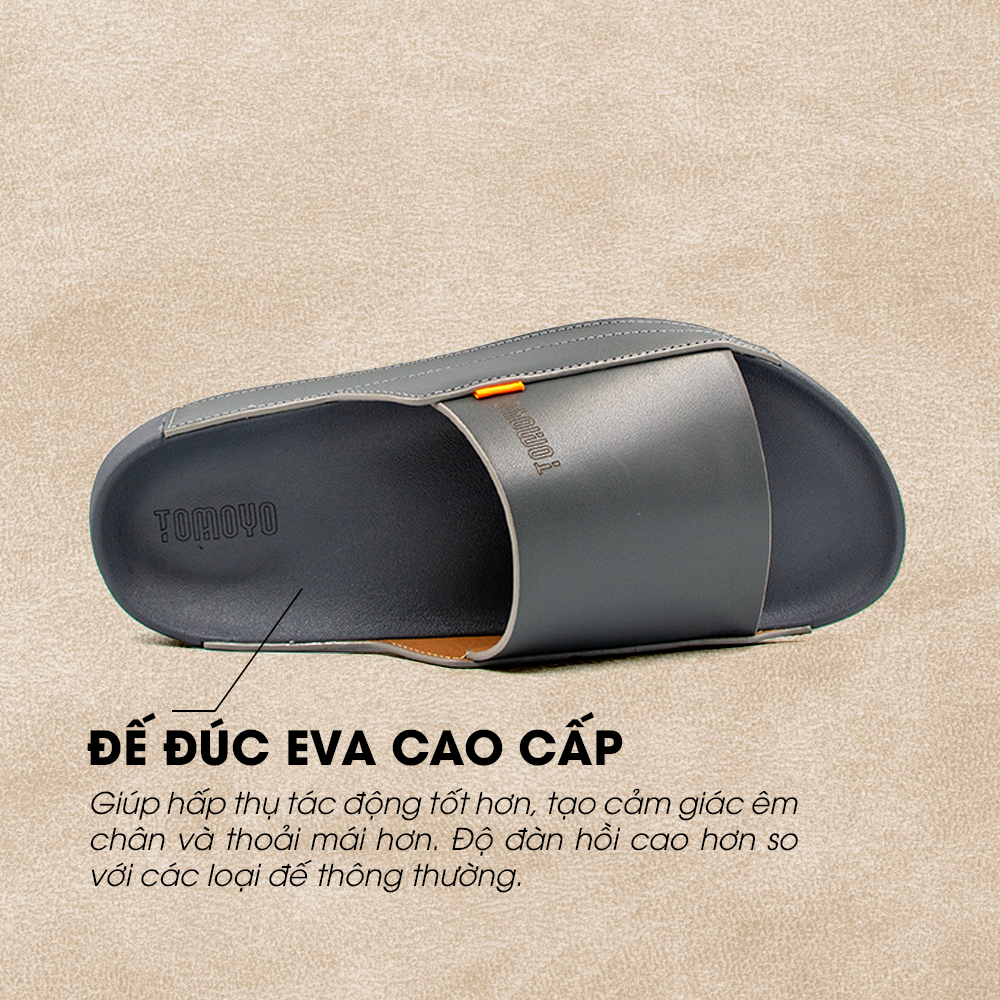 Dép Quai Ngang Nam Da Bò Nappa Cao Cấp Tomoyo TMD30904