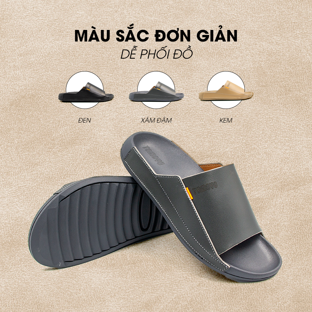 Dép Quai Ngang Nam Da Bò Nappa Cao Cấp Tomoyo TMD30904