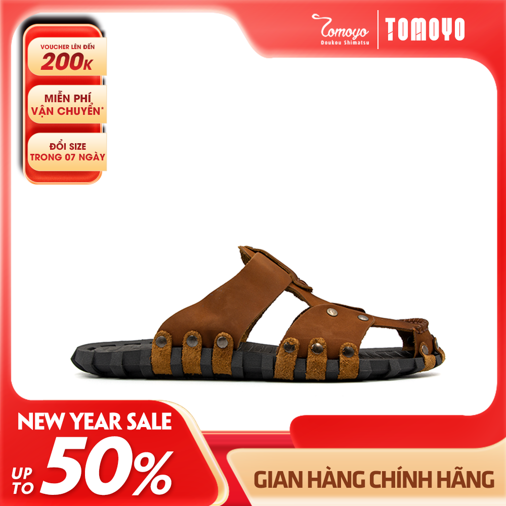 Dép Rọ Nam Da Bò Thật Tomoyo TMD10303