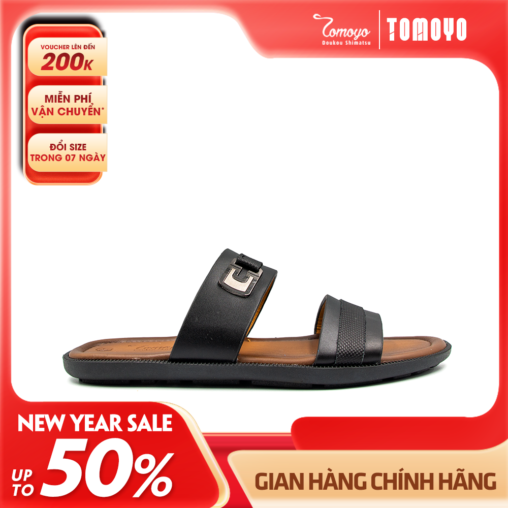 Dép Nam Quai Ngang Da Bò Thật Tomoyo TMD10601