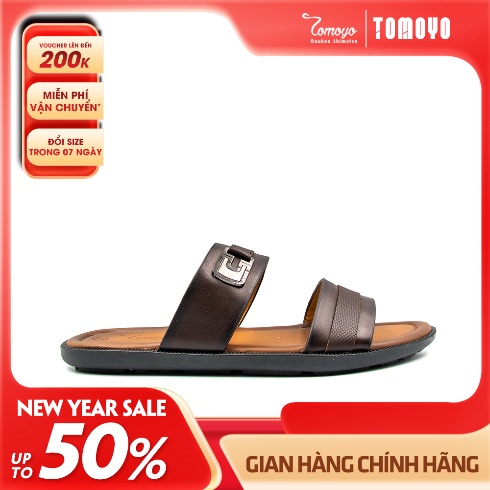 Dép Nam Quai Ngang Da Bò Thật Tomoyo TMD10602