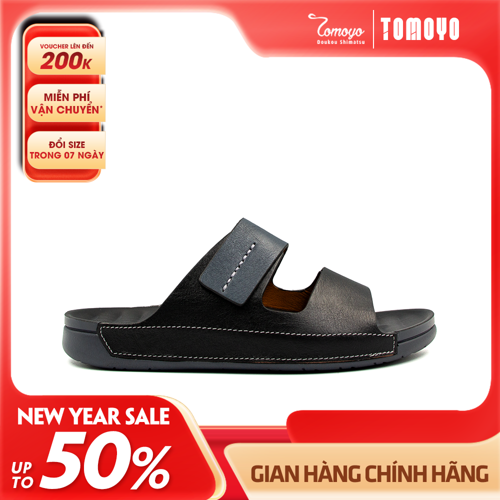 Dép Quai Ngang Nam Da Bò Nappa Cao Cấp Tomoyo TMD30304