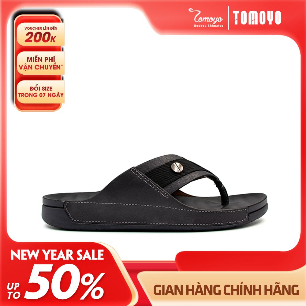 Dép Xỏ Ngón Nam Da Bò Nappa Cao Cấp Tomoyo TMD30400