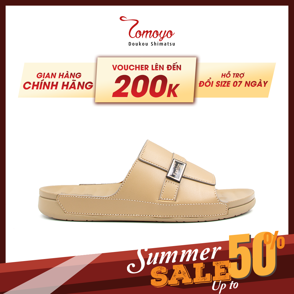 Dép Quai Ngang Nam Da Bò Nappa Cao Cấp Tomoyo TMD30509