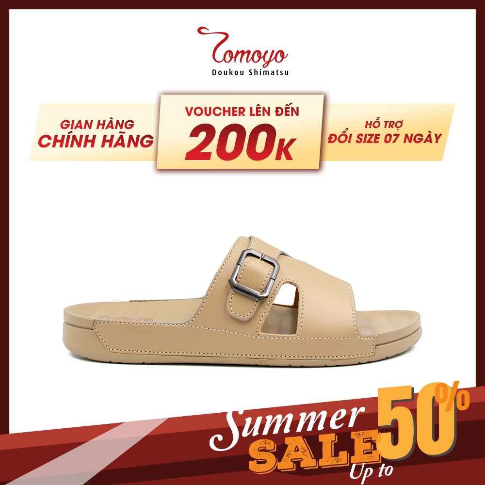 Dép Quai Ngang Nam Da Bò Nappa Cao Cấp Tomoyo TMD30709