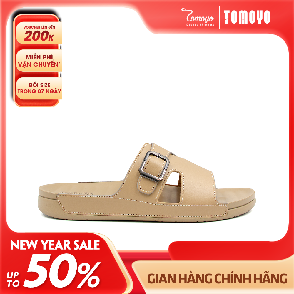 Dép Quai Ngang Nam Da Bò Nappa Cao Cấp Tomoyo TMD30709