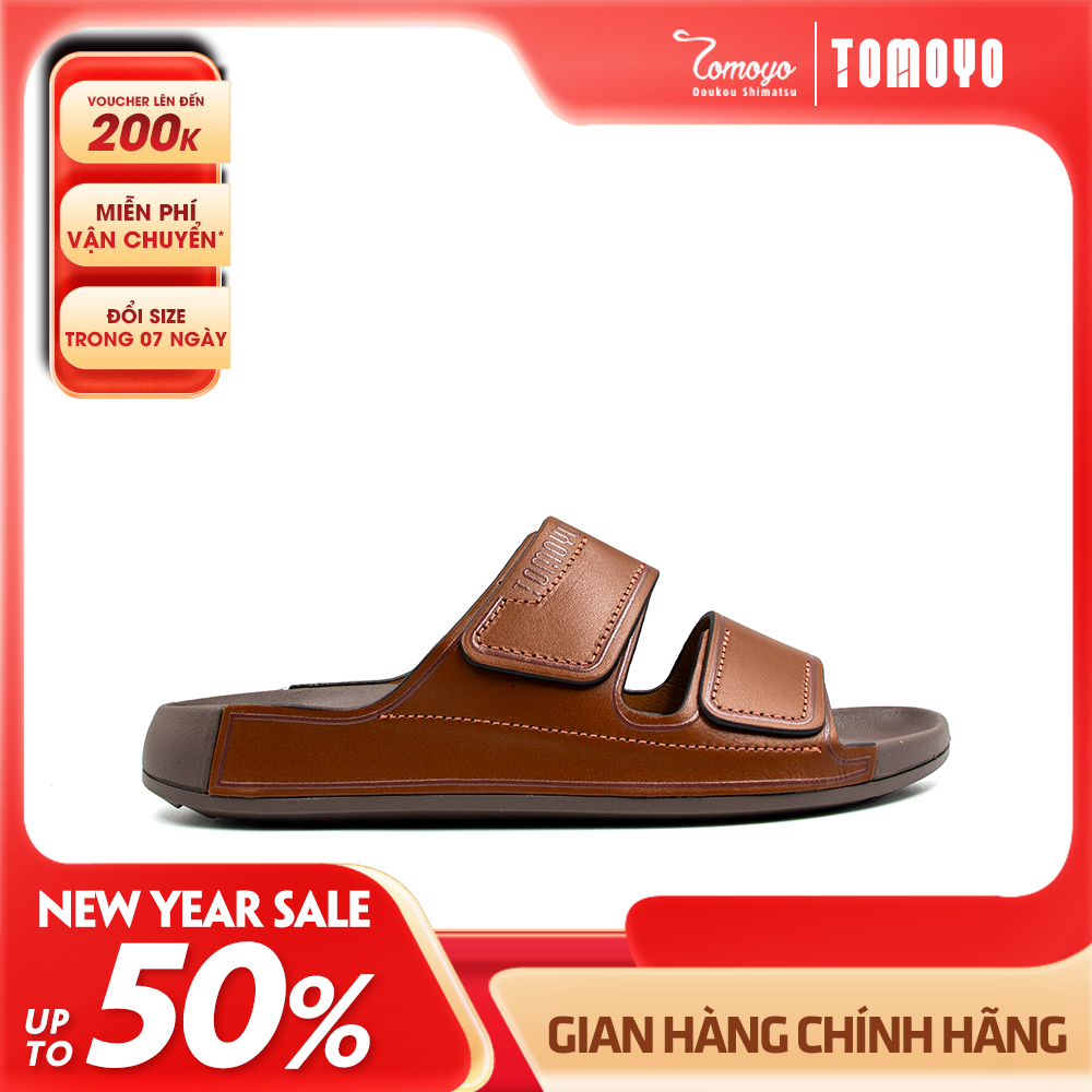 Dép Quai Ngang Nam Da Bò Nappa Cao Cấp Tomoyo TMD30803