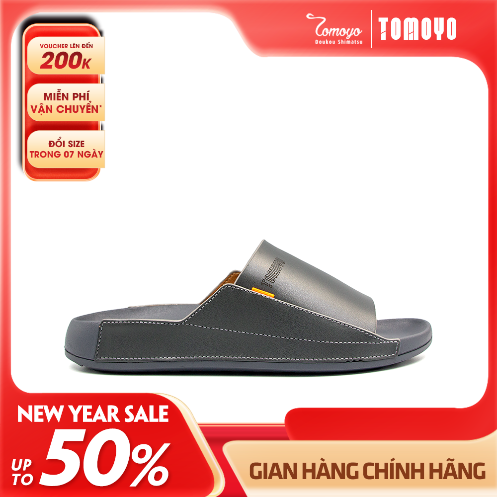 Dép Quai Ngang Nam Da Bò Nappa Cao Cấp Tomoyo TMD30904