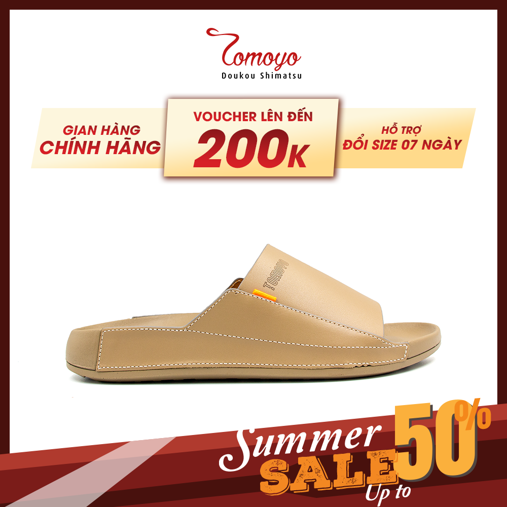 Dép Quai Ngang Nam Da Bò Nappa Cao Cấp Tomoyo TMD30909