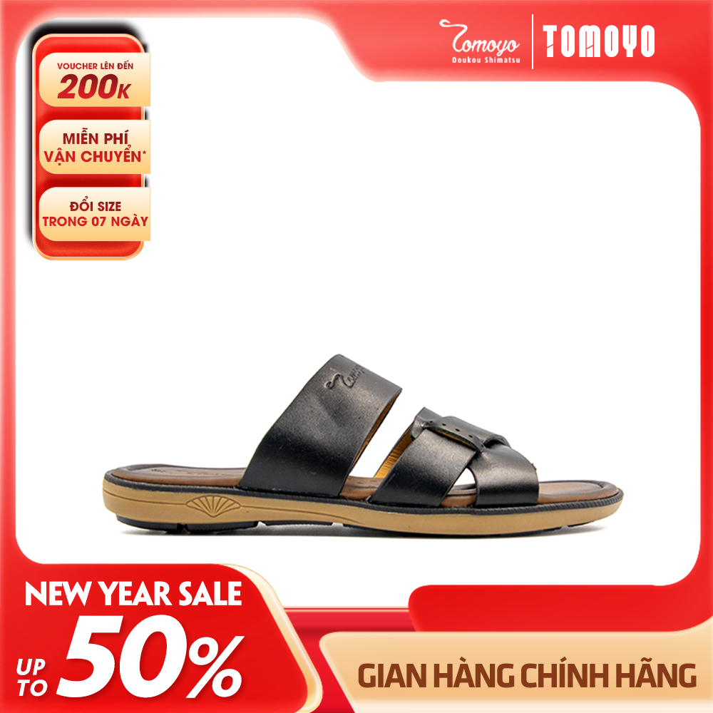 Dép Nam Quai Ngang Da Bò Thật Tomoyo TMD80301