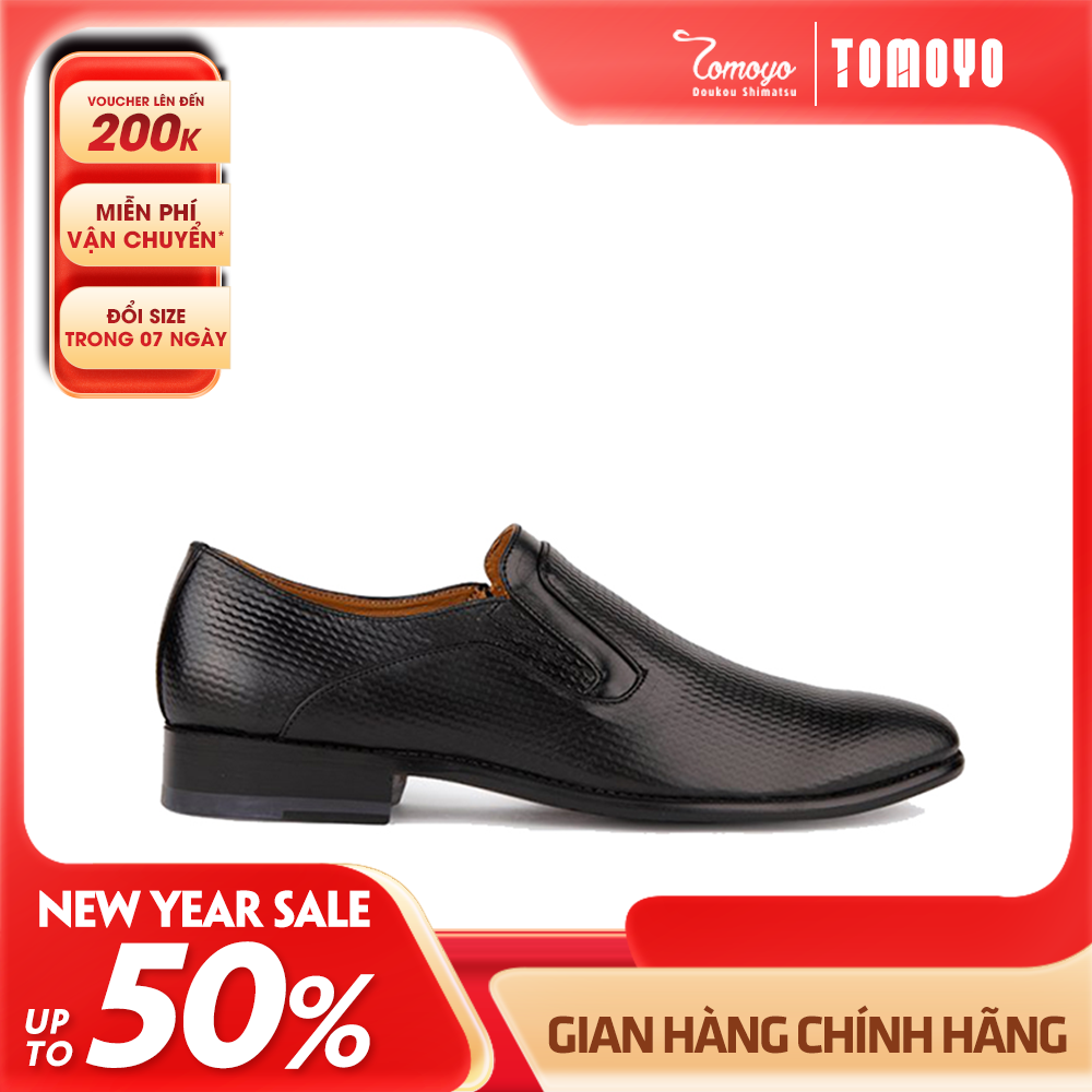 Giày Tây Nam Không Dây Vân Sọc Tomoyo TMN10201