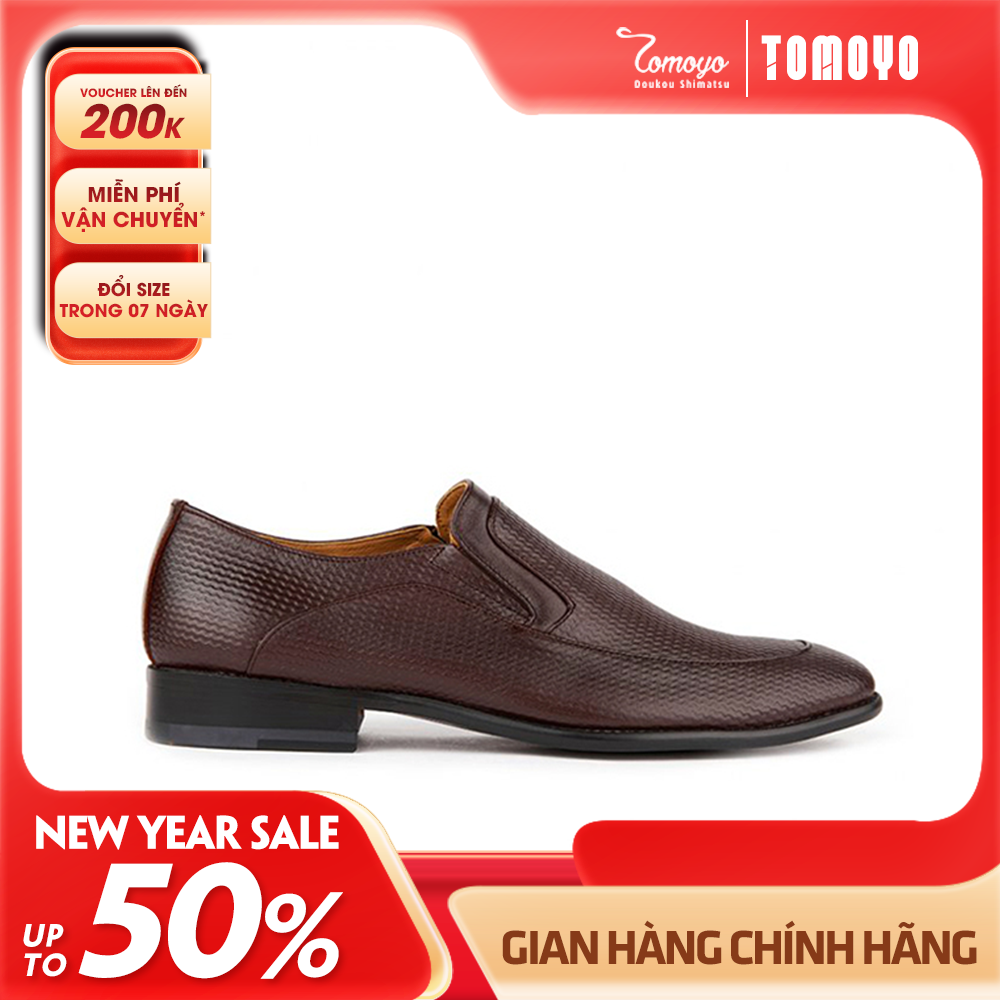 Giày Tây Nam Không Dây Vân Sọc Tomoyo TMN10202