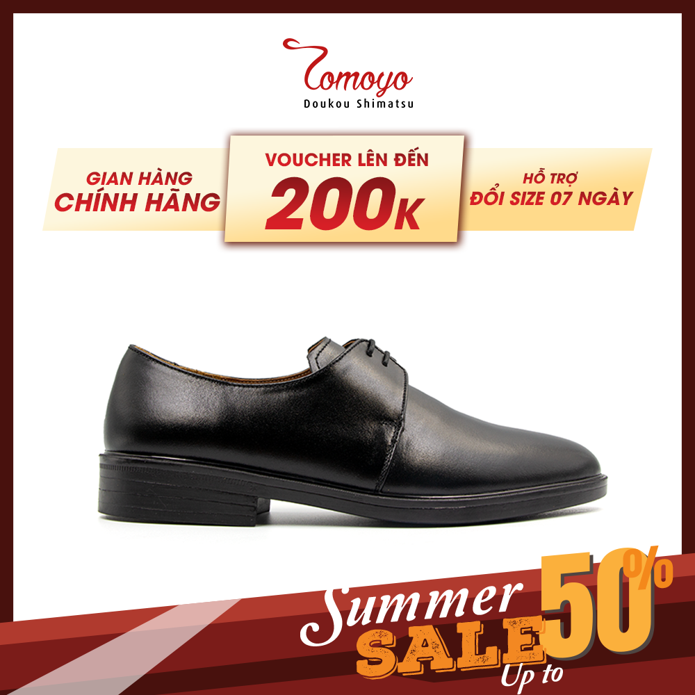 Giày tây nam Oxford Tomoyo đen bóng TMN23301