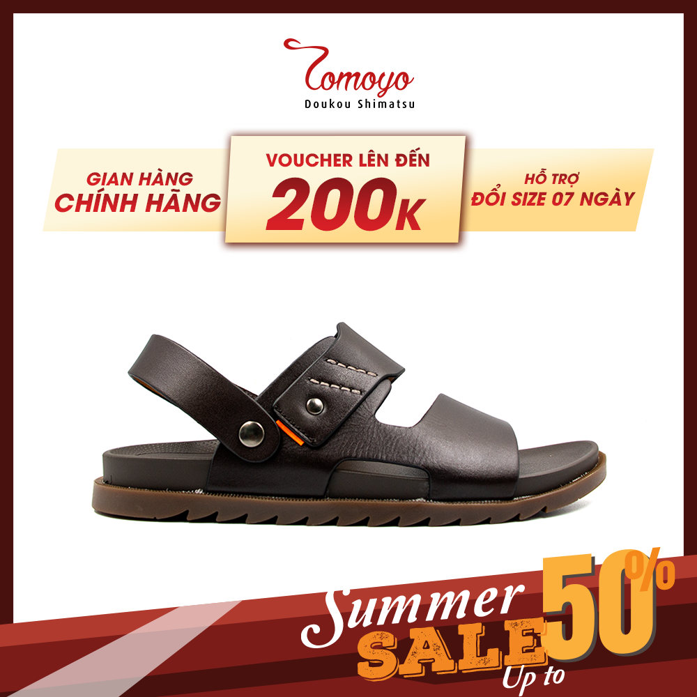 Sandal Tomoyo Da Bò Thật Đế Rãnh Chống Trượt TMS30102