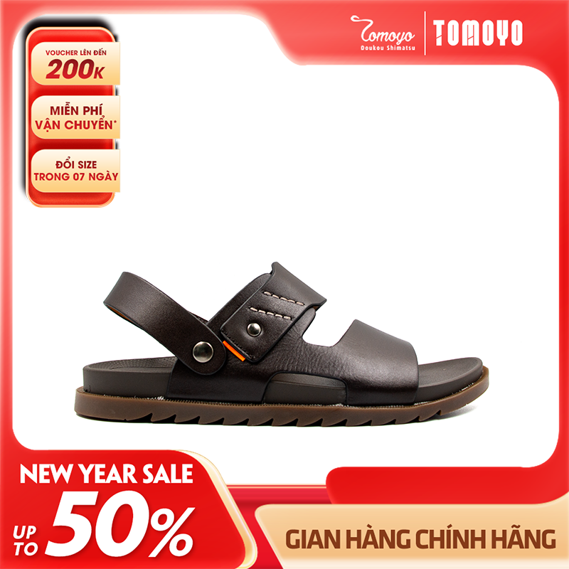 Sandal Tomoyo Da Bò Thật Đế Rãnh Chống Trượt TMS30102