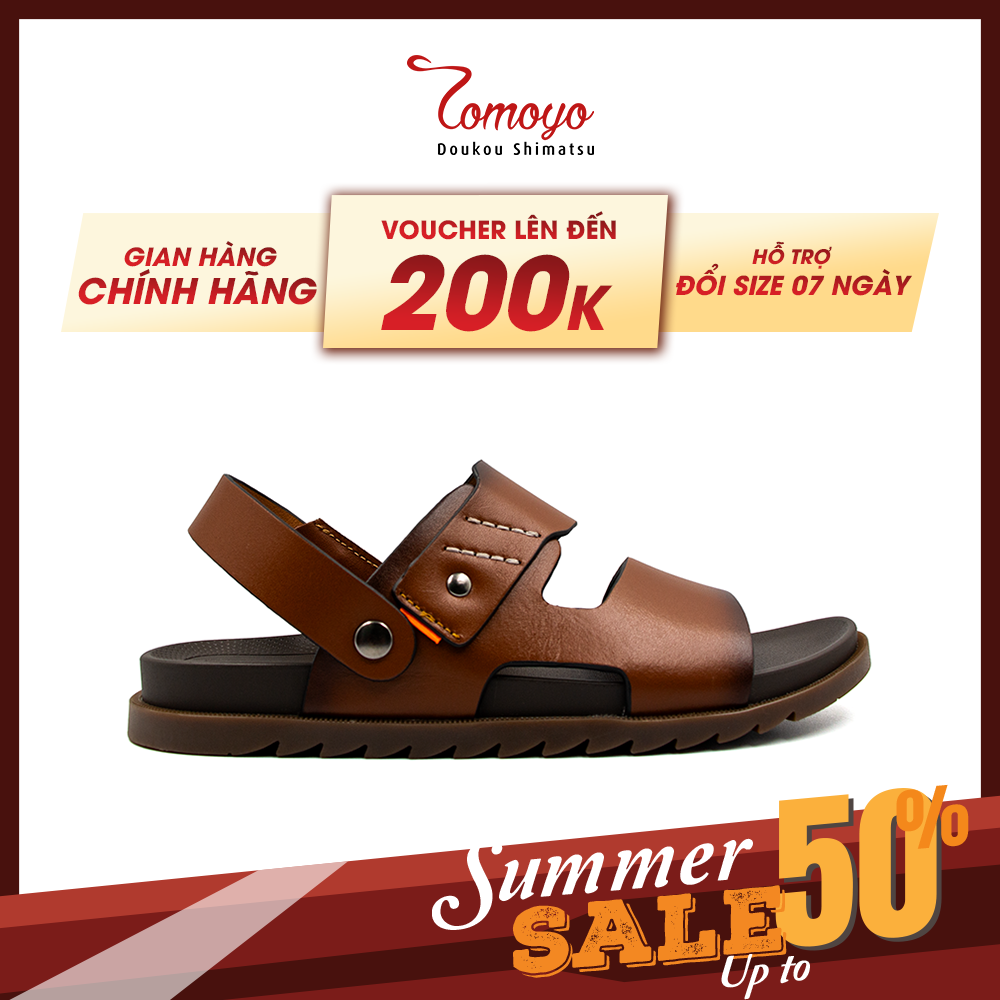 Sandal Tomoyo Da Bò Thật Đế Rãnh Chống Trượt TMS30103