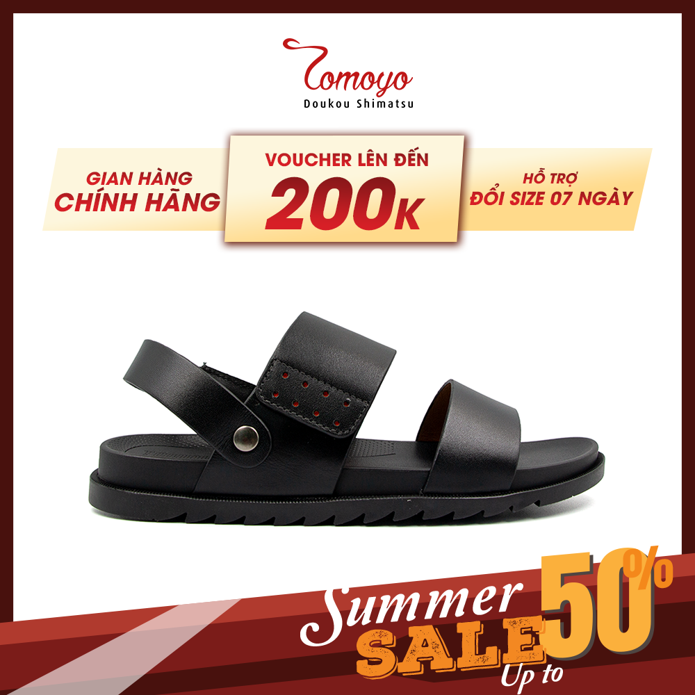 Sandal Tomoyo Da Bò Thật Đế Rãnh Chống Trượt TMS30101