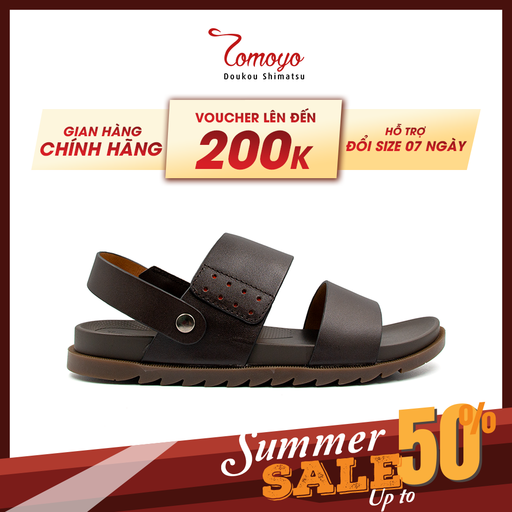 Sandal Tomoyo Da Bò Thật Đế Rãnh Chống Trượt TMS30202