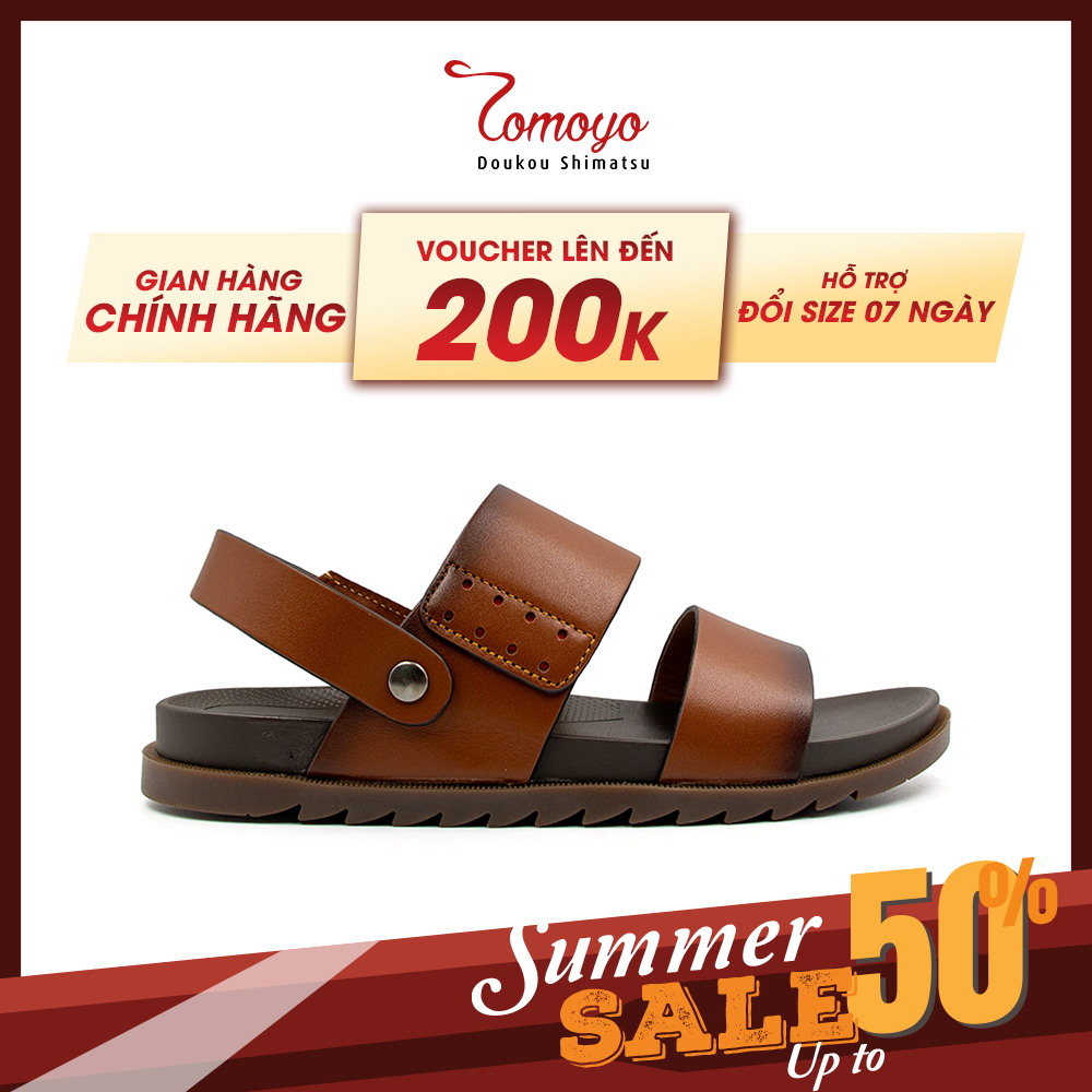 Sandal Tomoyo Da Bò Thật Đế Rãnh Chống Trượt TMS30203