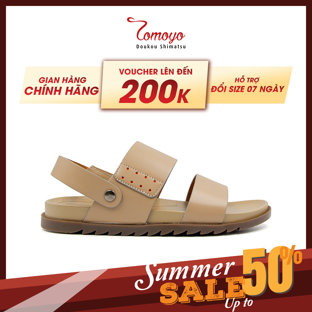 Sandal Tomoyo Da Bò Thật Đế Rãnh Chống Trượt TMS30209