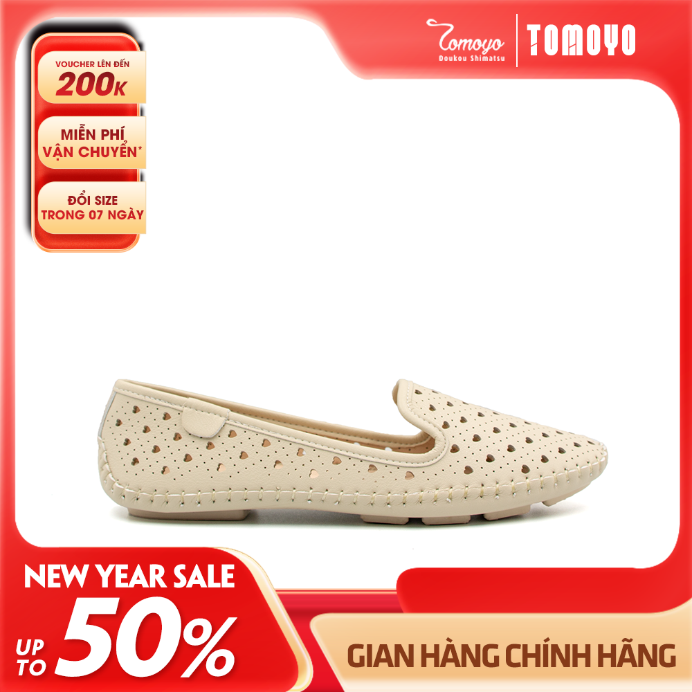 Giày Nữ Búp Bê Da MicroFiber Hoạ Tiết Trái Tim Tomoyo TMW32909