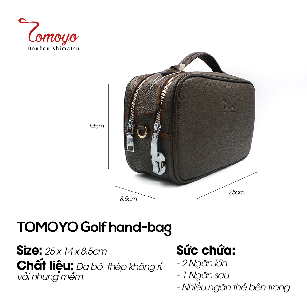 Túi Golf Cầm Tay Có Khoá - Dây Đeo Chéo Tháo Rời TOMOYO TVG00102