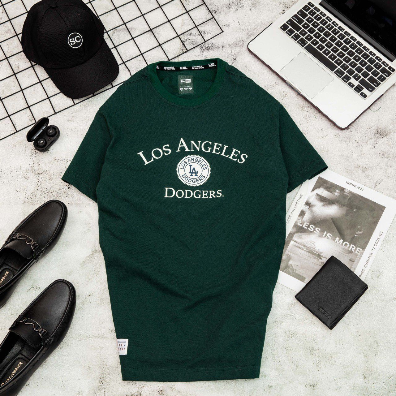  0309 - HÀNG CHÍNH HÃNG - ÁO THUN NEW ERA - LOS ANGELES *Deep Green* - Code: 12354490 - 2021** 