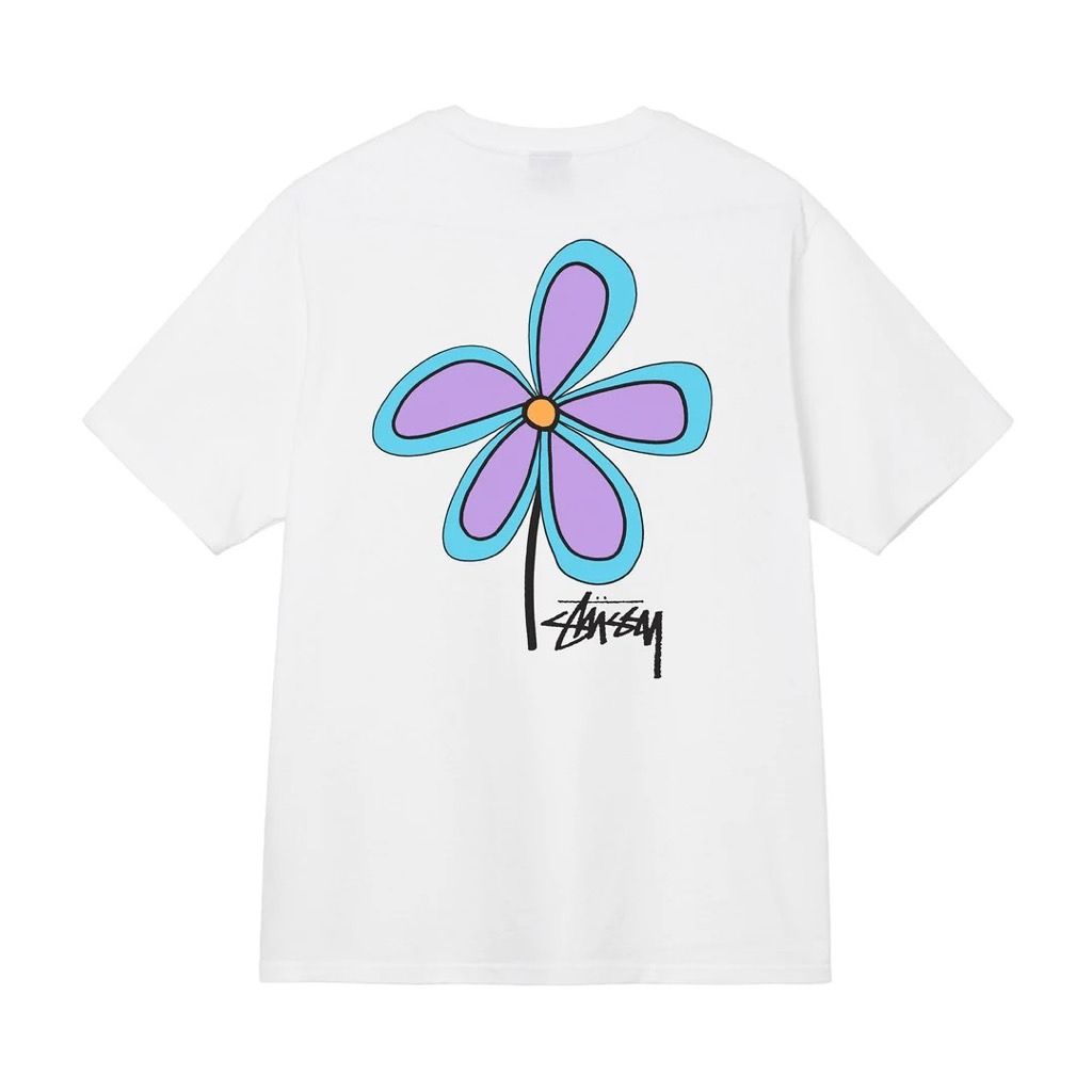 1132 - HÀNG CHÍNH HÃNG - ÁO THUN STUSSY - STUSSY FLOWER - WHITE