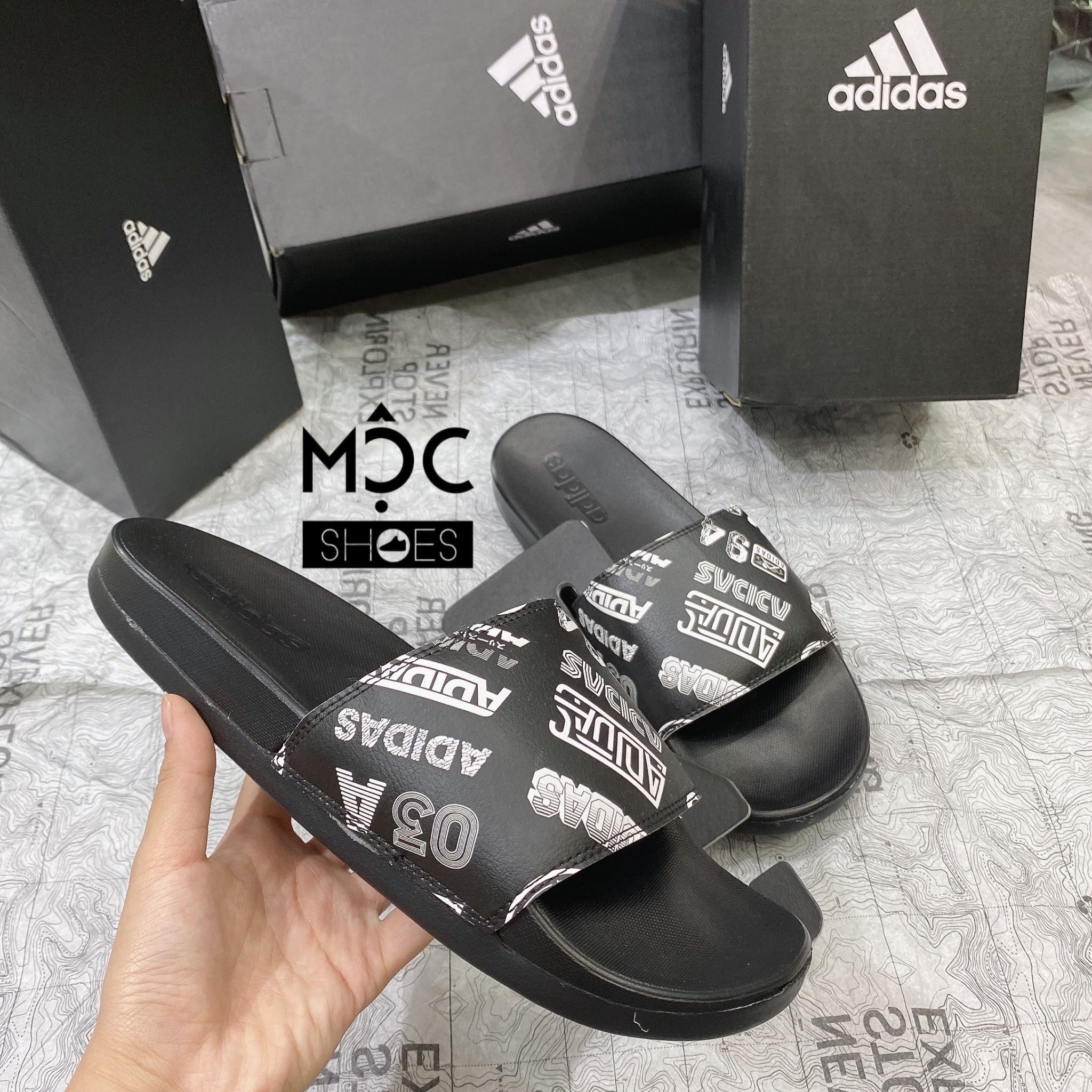  0189 - HÀNG CHÍNH HÃNG - DÉP ADIDAS CLOUDFOAM COMFORT - HOẠ TIẾT GRAVITY - (4) - Code: FZ1750 