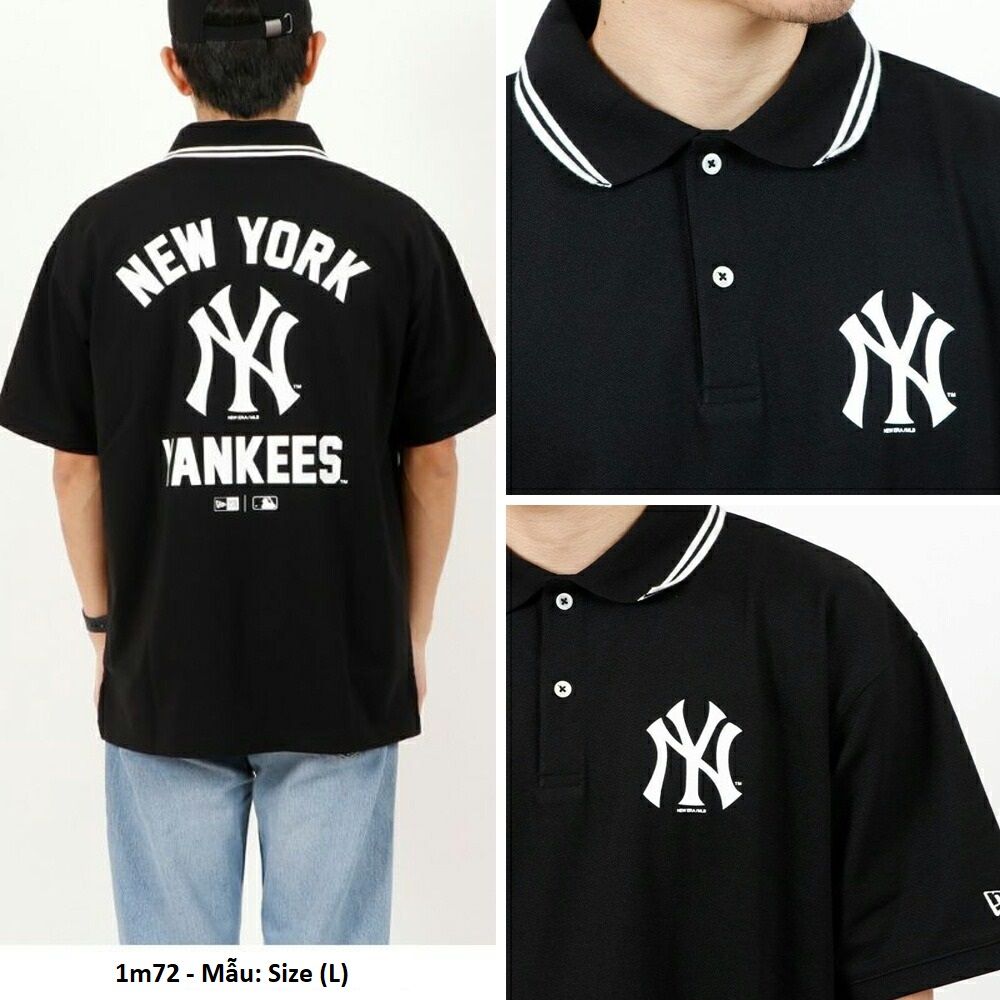 1256 - HÀNG CHÍNH HÃNG - ÁO POLO NEW ERA - NY YANKEES - ĐEN - CODE: 13516808
