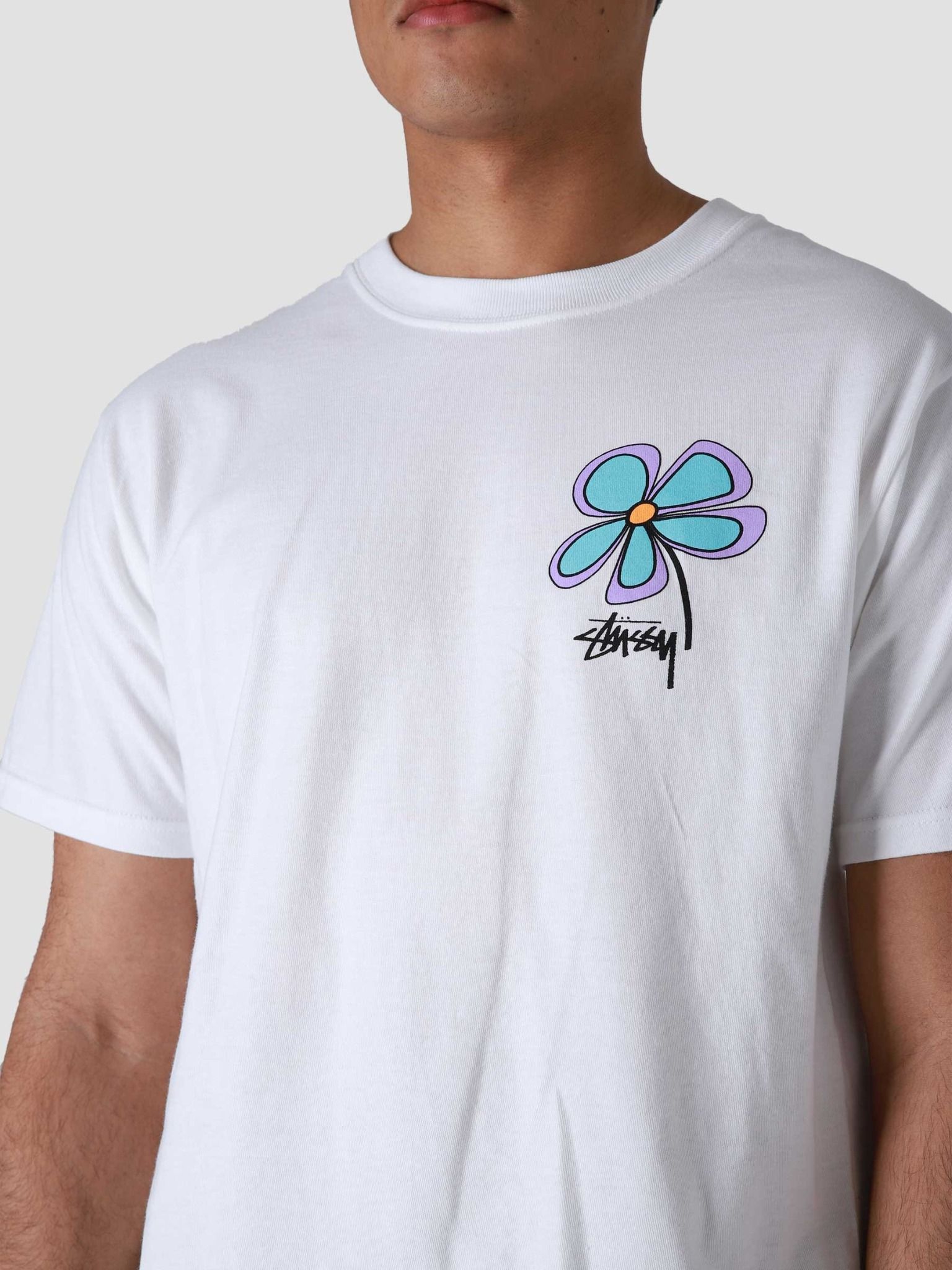 1132 - HÀNG CHÍNH HÃNG - ÁO THUN STUSSY - STUSSY FLOWER - WHITE