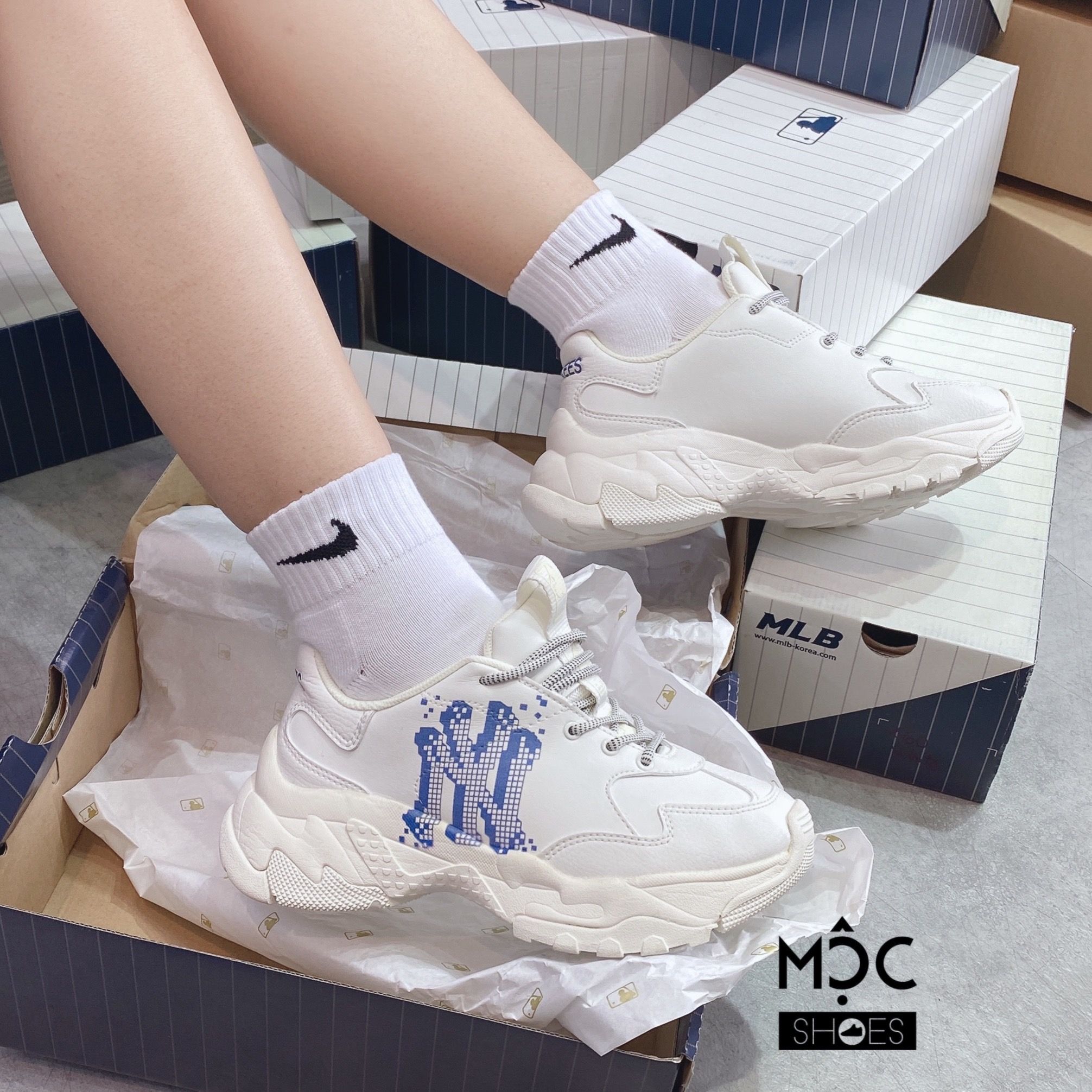 0428 - HÀNG CHÍNH HÃNG - Giày thể thao Sneaker MLB Big Ball Chunky - New York 3D - Xanh Blue - Season MỚI