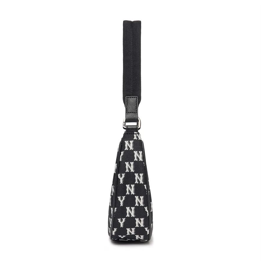 0434 - HÀNG CHÍNH HÃNG - TÚI MLB MONOGRAM HOBO BAG NEW YORK - ĐEN - CODE: 3ABQS012N-50BKS