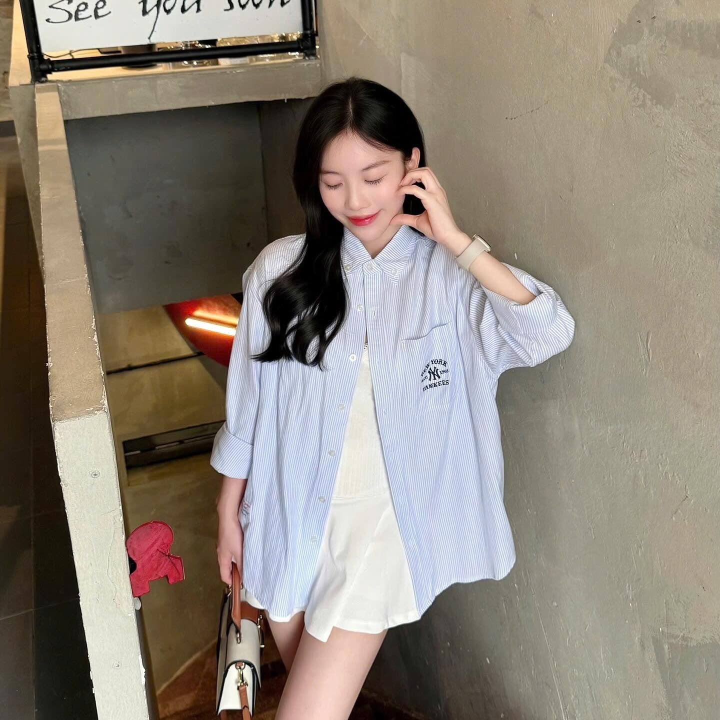 2688 - HÀNG CHÍNH HÃNG - ÁO SƠ MI NEW ERA - SƠ MI TAY DÀI - NY KẺ SỌC XANH - XANH - CODE: 14529326