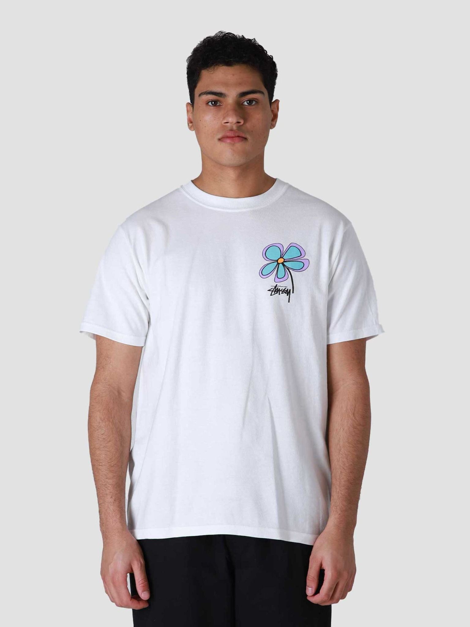 1132 - HÀNG CHÍNH HÃNG - ÁO THUN STUSSY - STUSSY FLOWER - WHITE