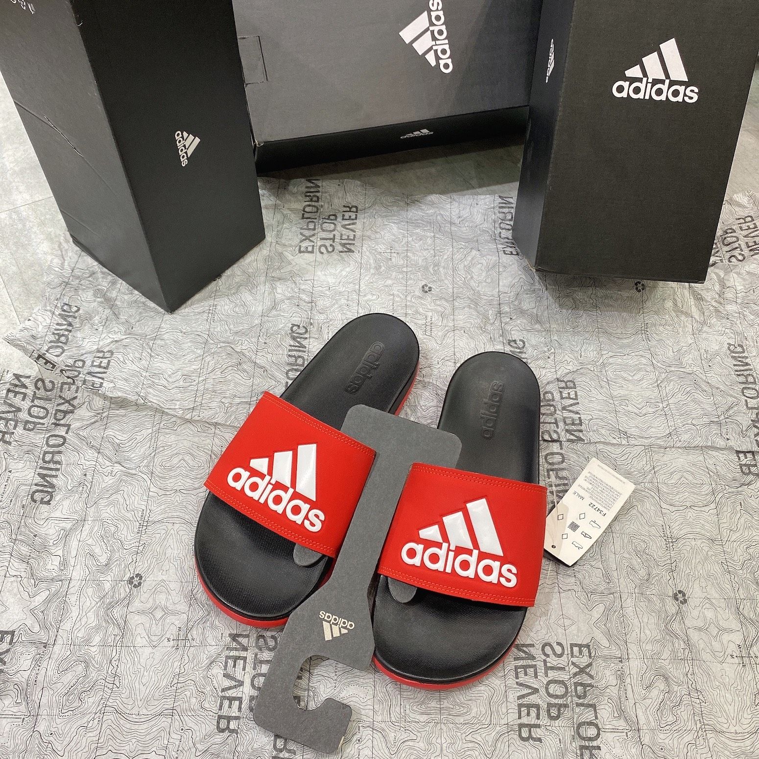  0185 - HÀNG CHÍNH HÃNG - DÉP ADIDAS CLOUDFOAM COMFORT - BIG LOGO - ĐỎ - (8) - Code: F34722 