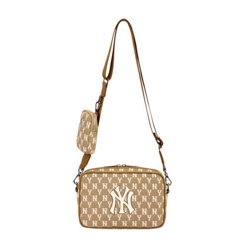 1185 - HÀNG CHÍNH HÃNG -Túi MLB Monogram New York Yankees *BEGIE* - Code: 32BGDC111 -50B