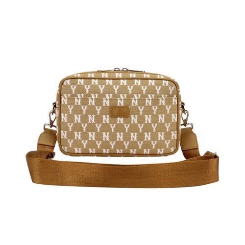 1185 - HÀNG CHÍNH HÃNG -Túi MLB Monogram New York Yankees *BEGIE* - Code: 32BGDC111 -50B